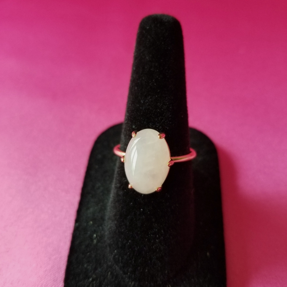 Genuine rose quartz ring size 8 New